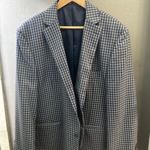 Alan Flusser Blue and Gray Checkered Blazer